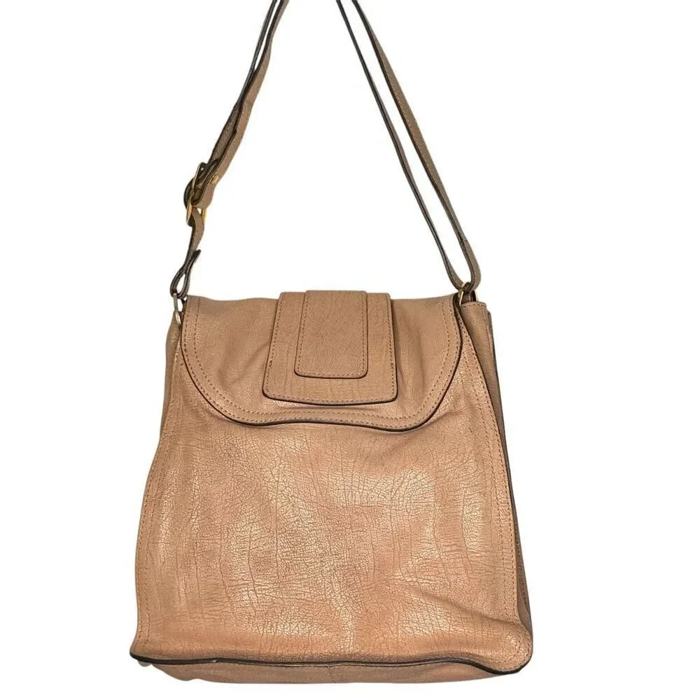 Chloé Kathleen Flap Shoulder Bag Top Handle Chloe Tan Leather Gold Ring Hardware